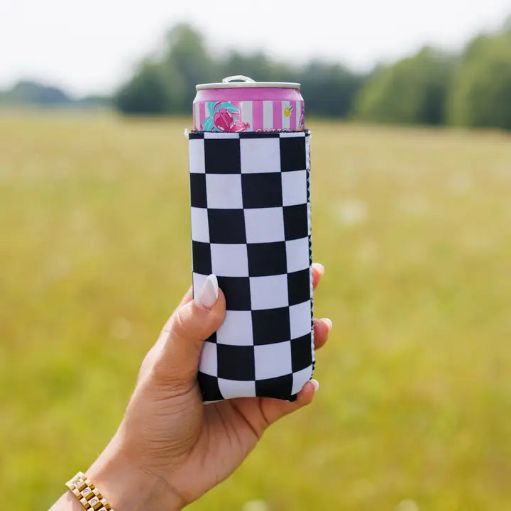 Black & White Checkered Koozie