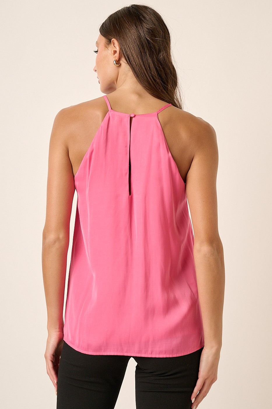 Satin Halter Cami - Pink