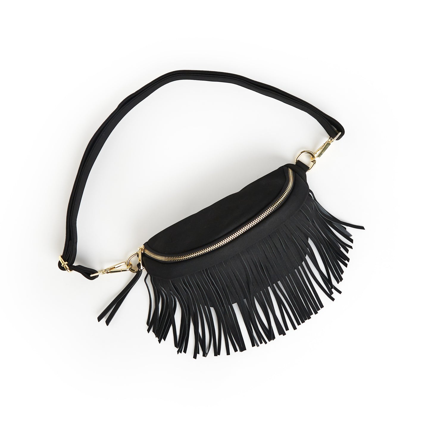 Black Fringe Bum Sling Bag