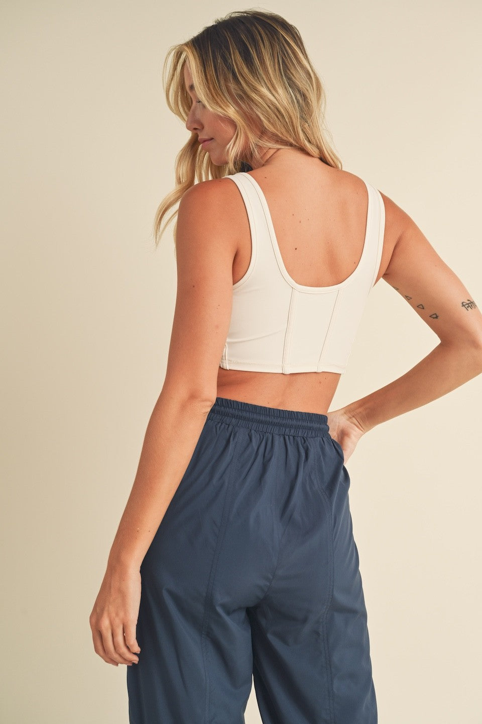 Mesh Inlay Active Bra - White