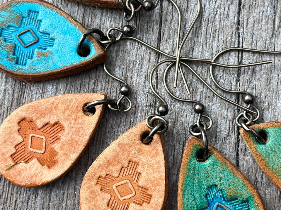 Boho Hand Tooled Teardrop Earrings – Petite