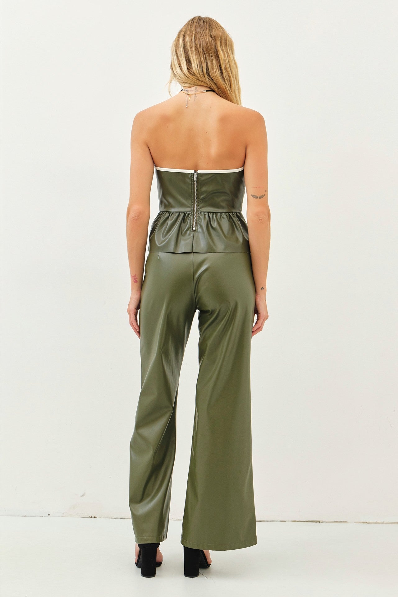 Faux Leather Sweetheart Top