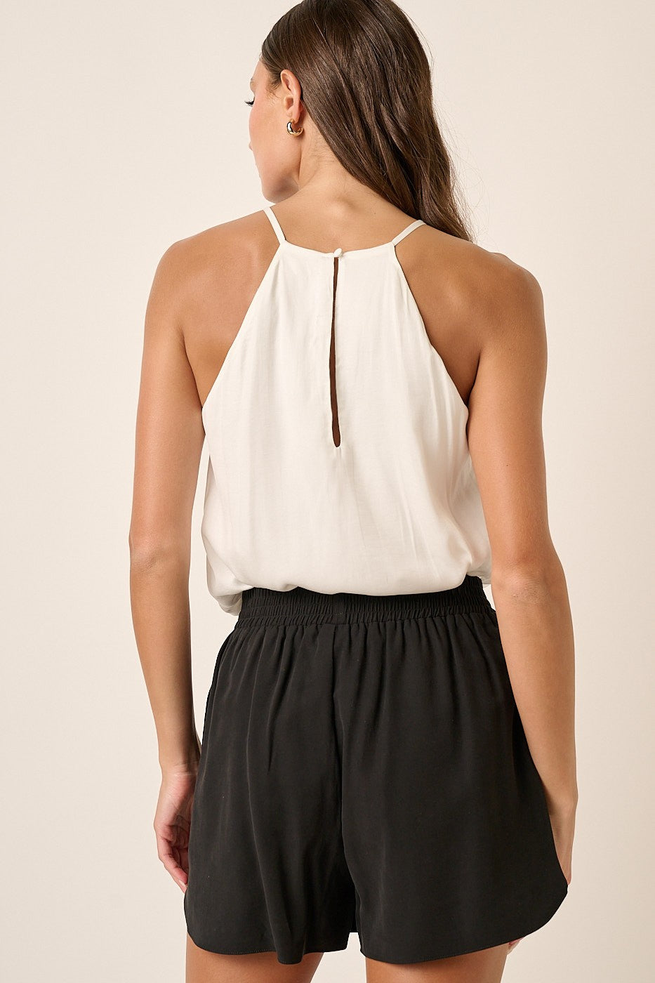 Satin Halter Cami - White