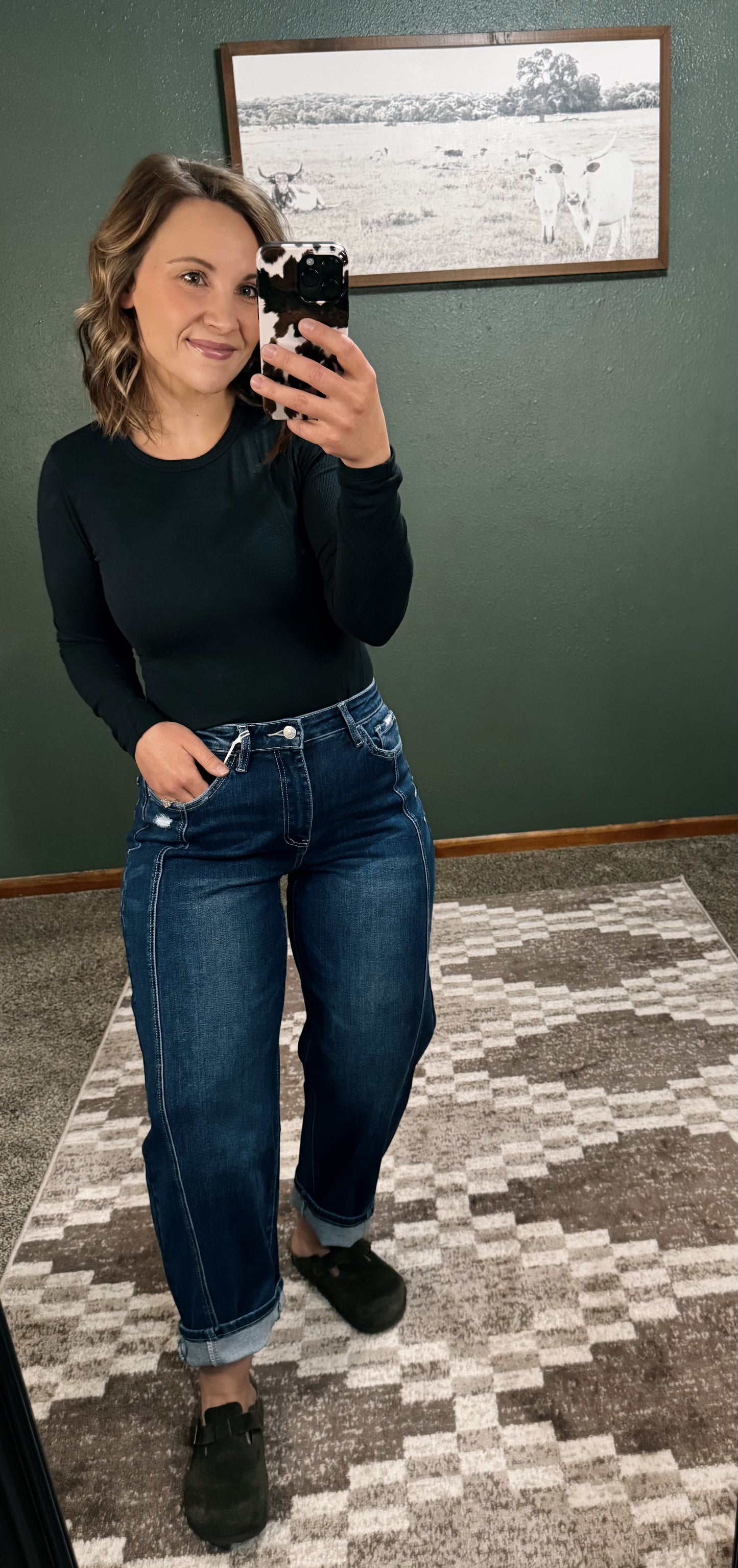 High Rise Seam Barrel Jeans