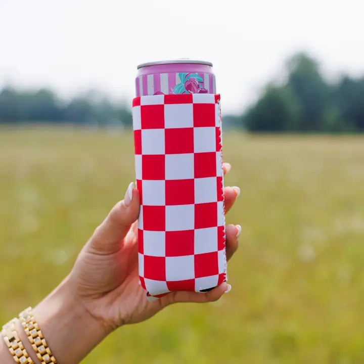 Red & White Checkered Koozie