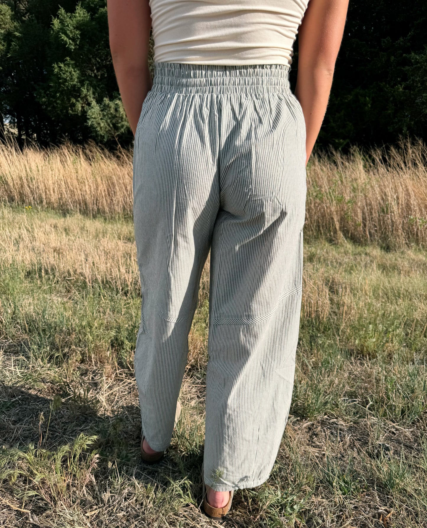 Comfort Striped Barrel Pants