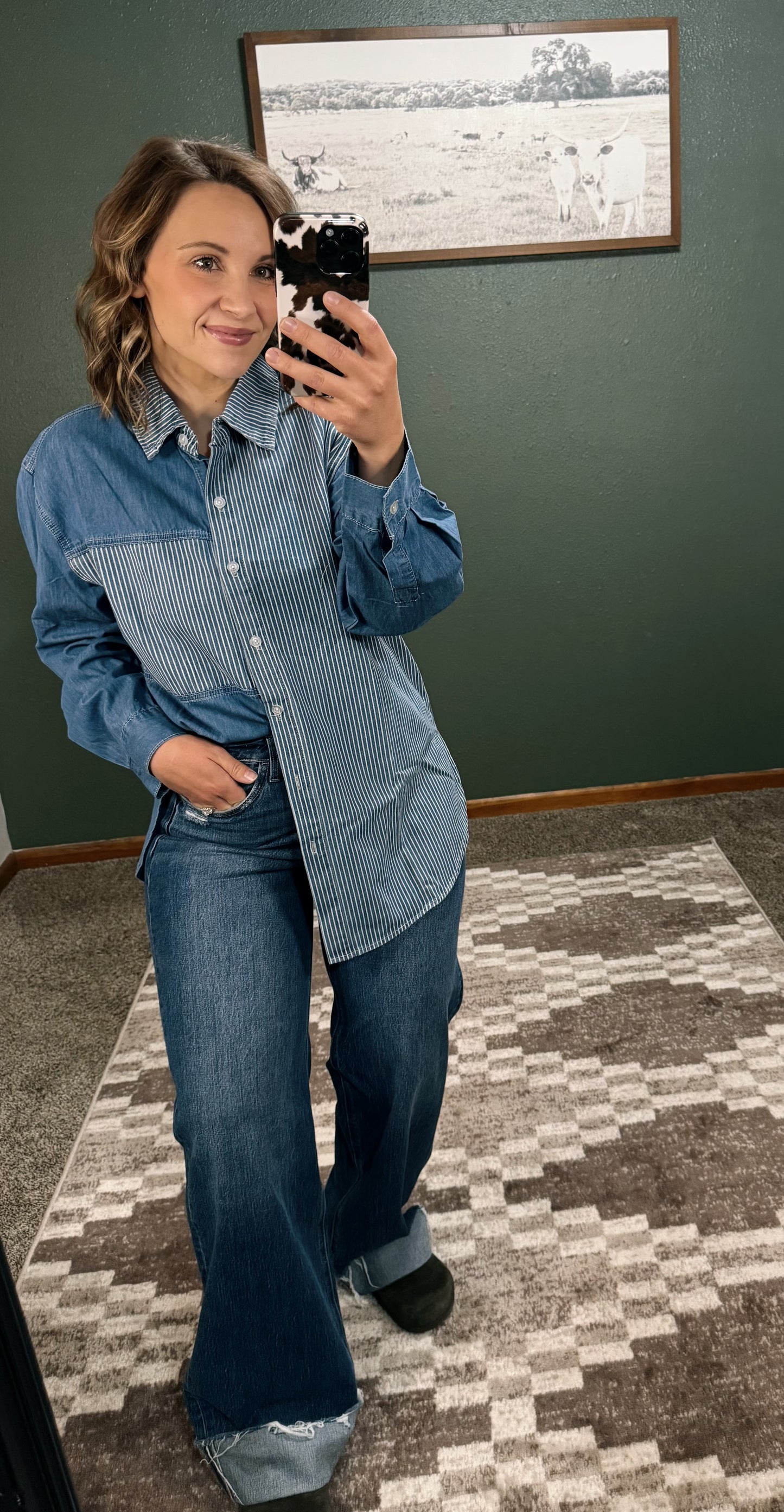 Washed Pinstripe Button Up