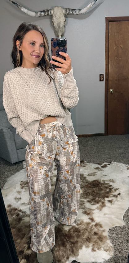 Patchwork Wide Leg Pants