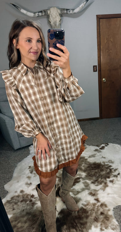 Plaid Mini Shirt Dress