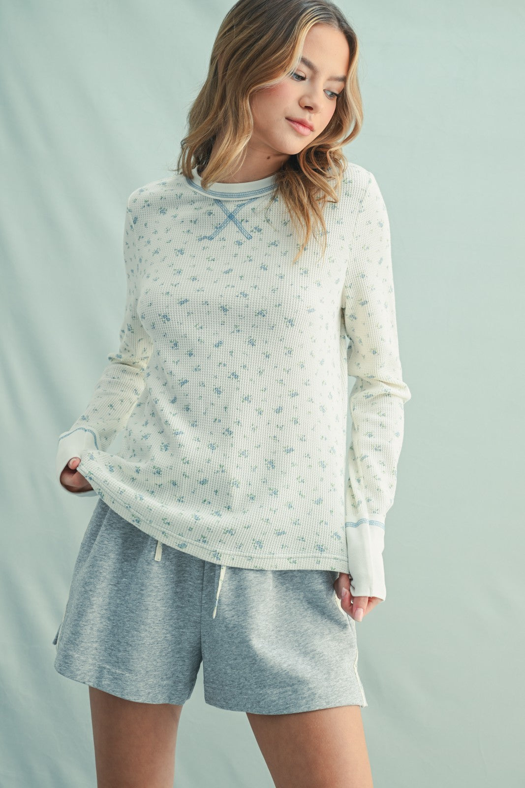 Floral Thermal Knit Top