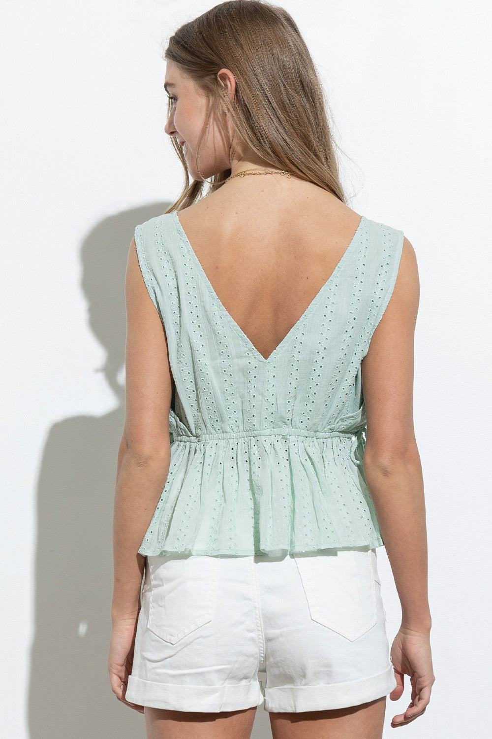 Mint Eyelet Tank