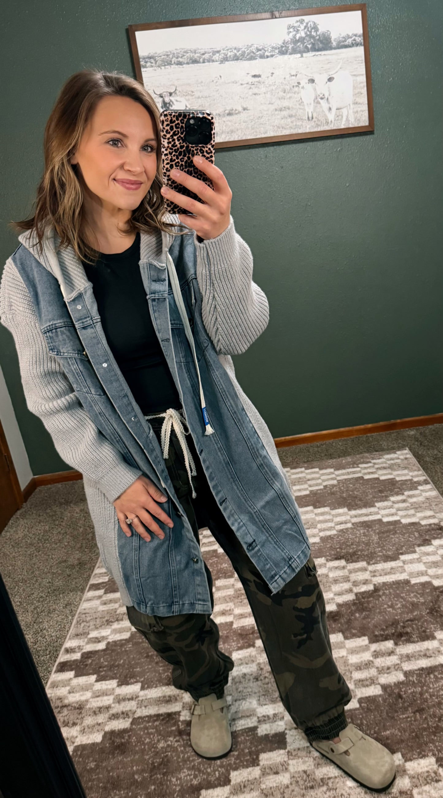 Denim & Knit Cardigan