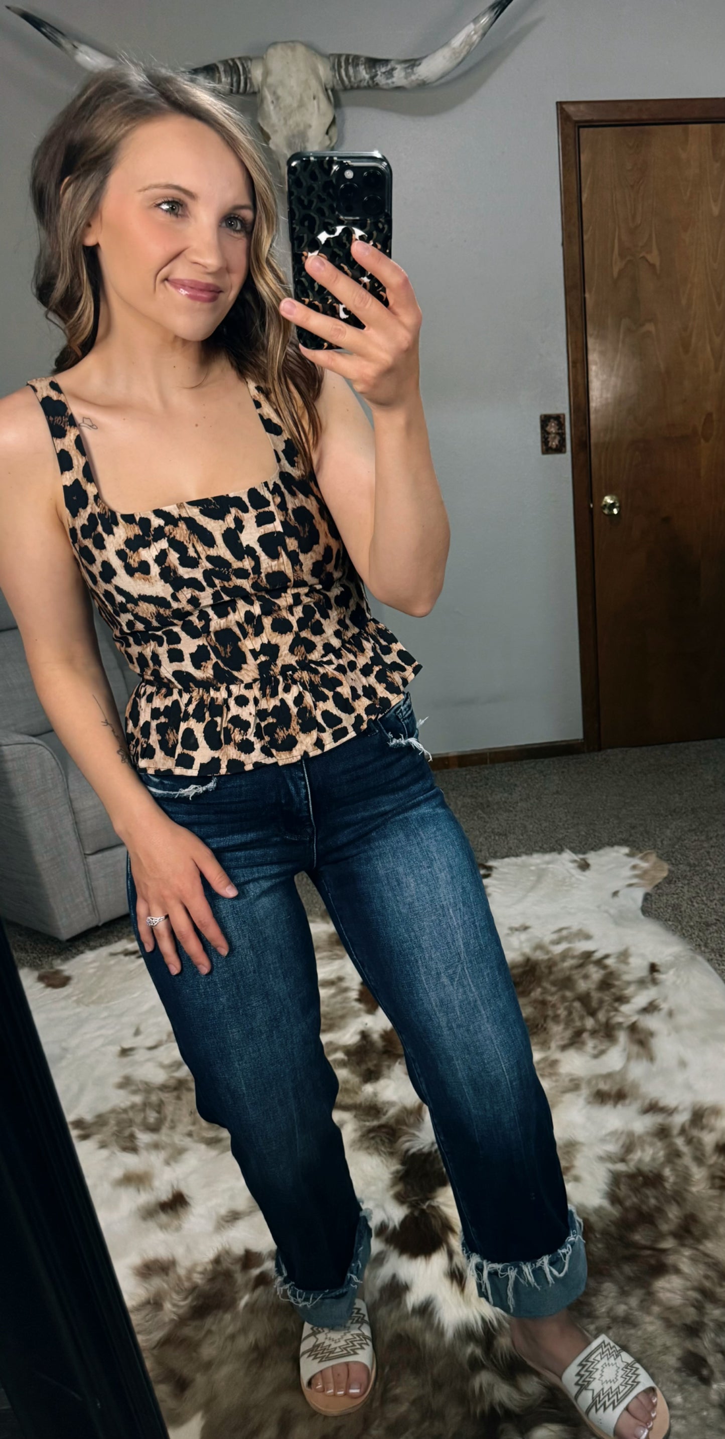Leopard Ruffle Tank