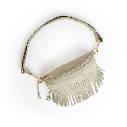 Grey Fringe Bum Sling Bag