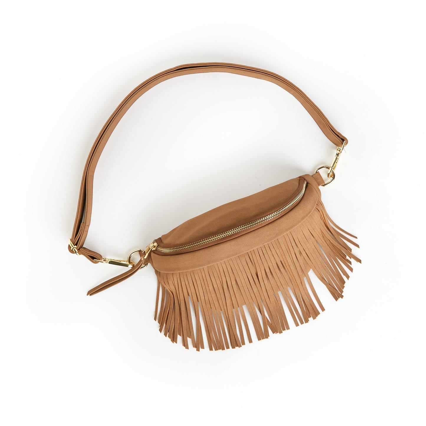 Tan Camel Fringe Bum Sling Bag