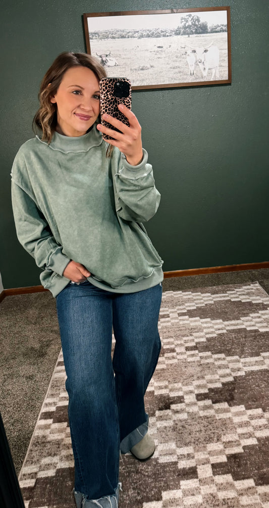 Vintage Mock Neck Sweatshirt