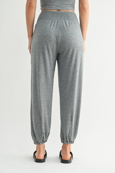 Brushed Hacci Lounge Jogger – 2 Tone Grey