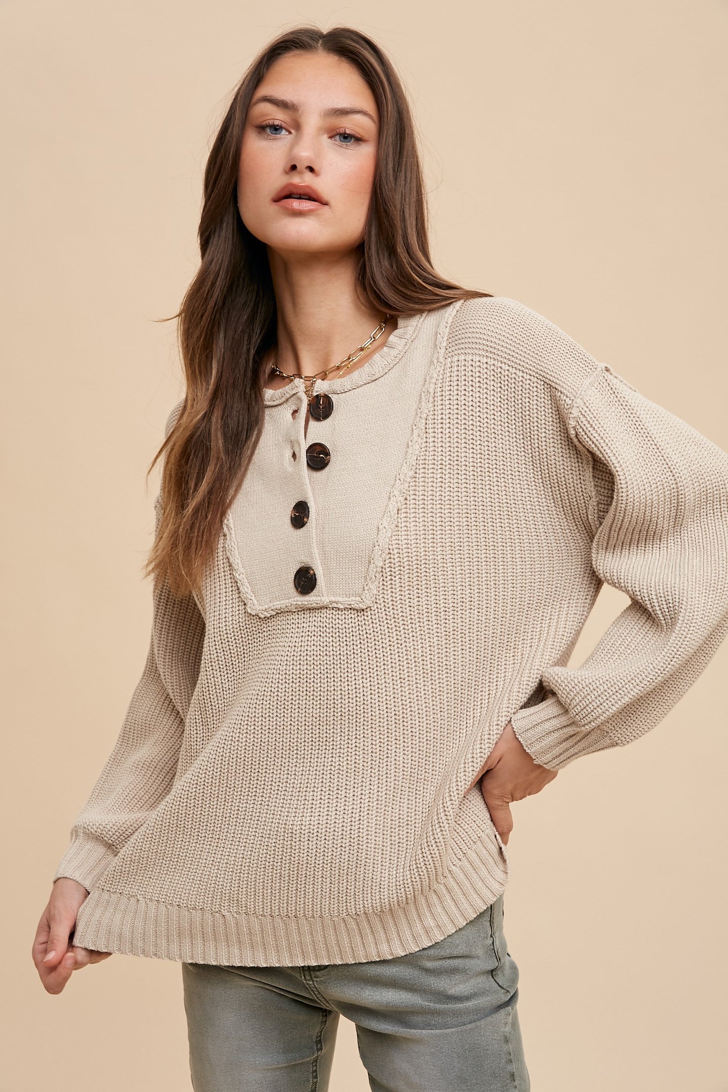 Button Up Henry Sweater