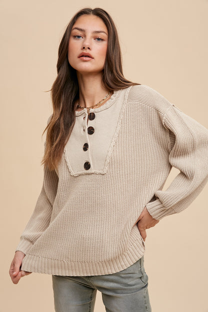 Button Up Henry Sweater