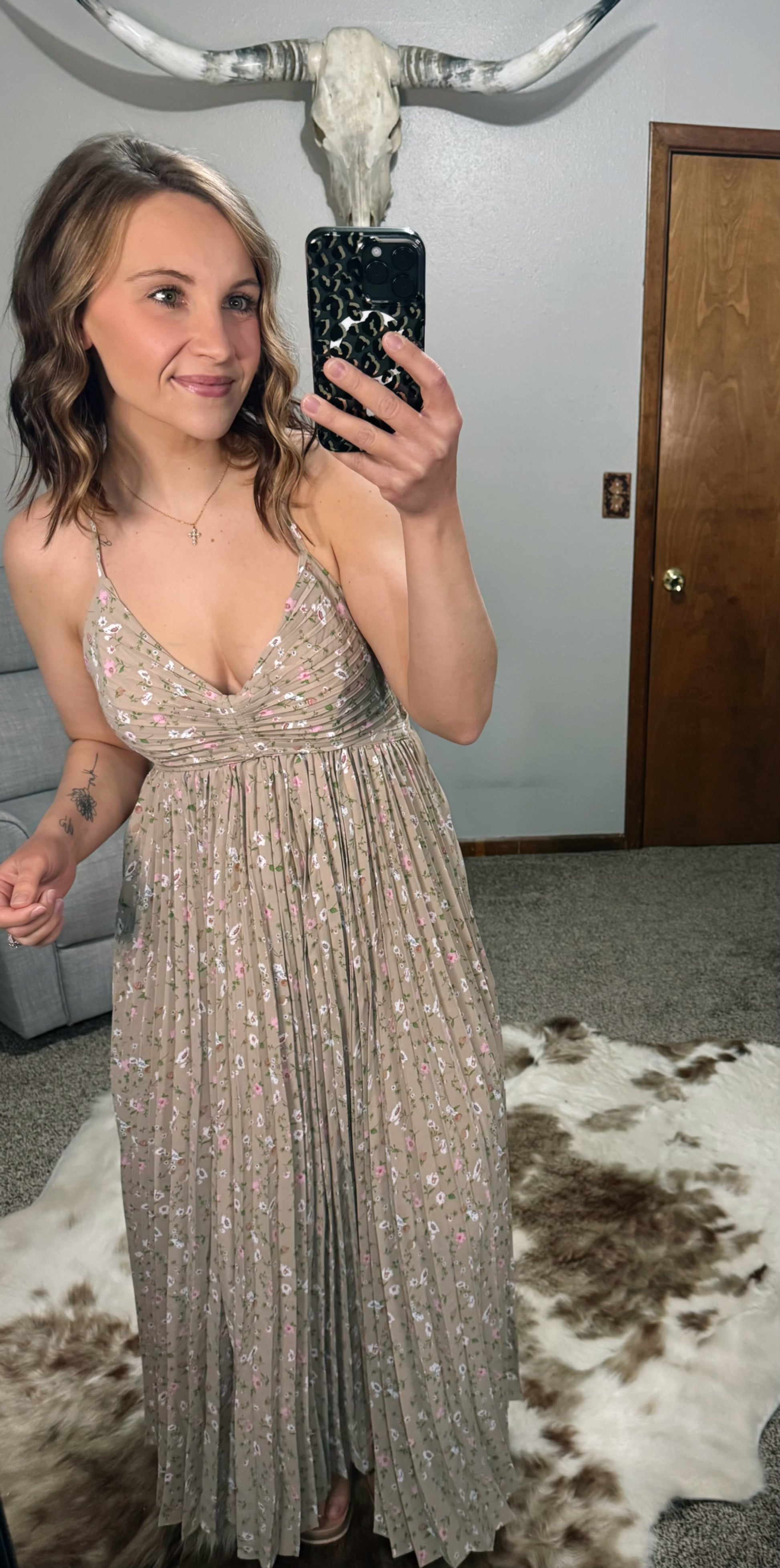 strapless open back dress Pleated Floral Maxi Dress – The Horned Rose