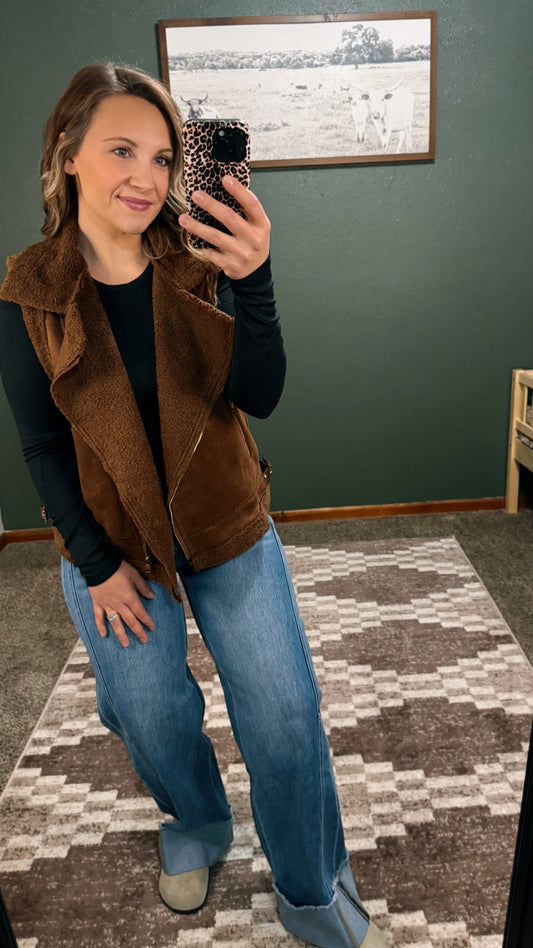 Faux Fur Trim Vest