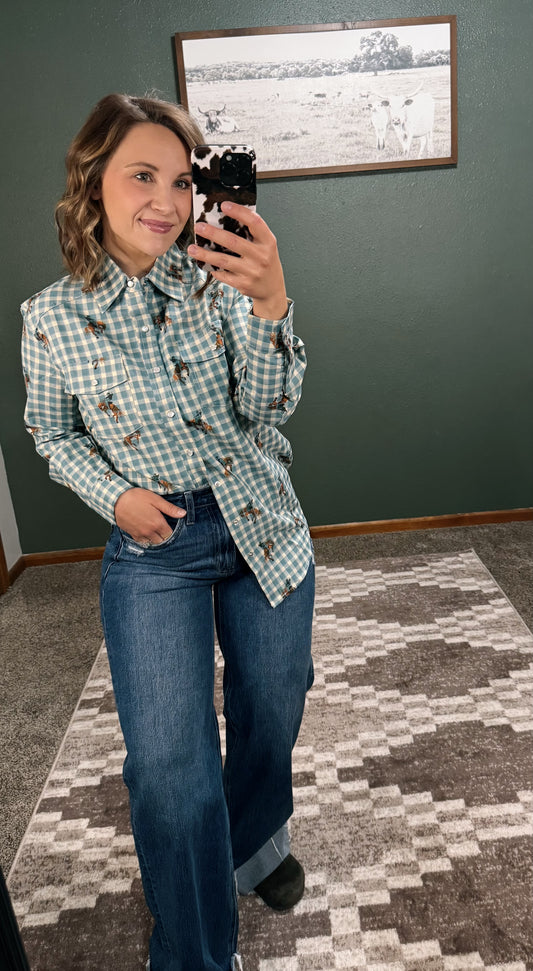 Bucking Horse Button Up