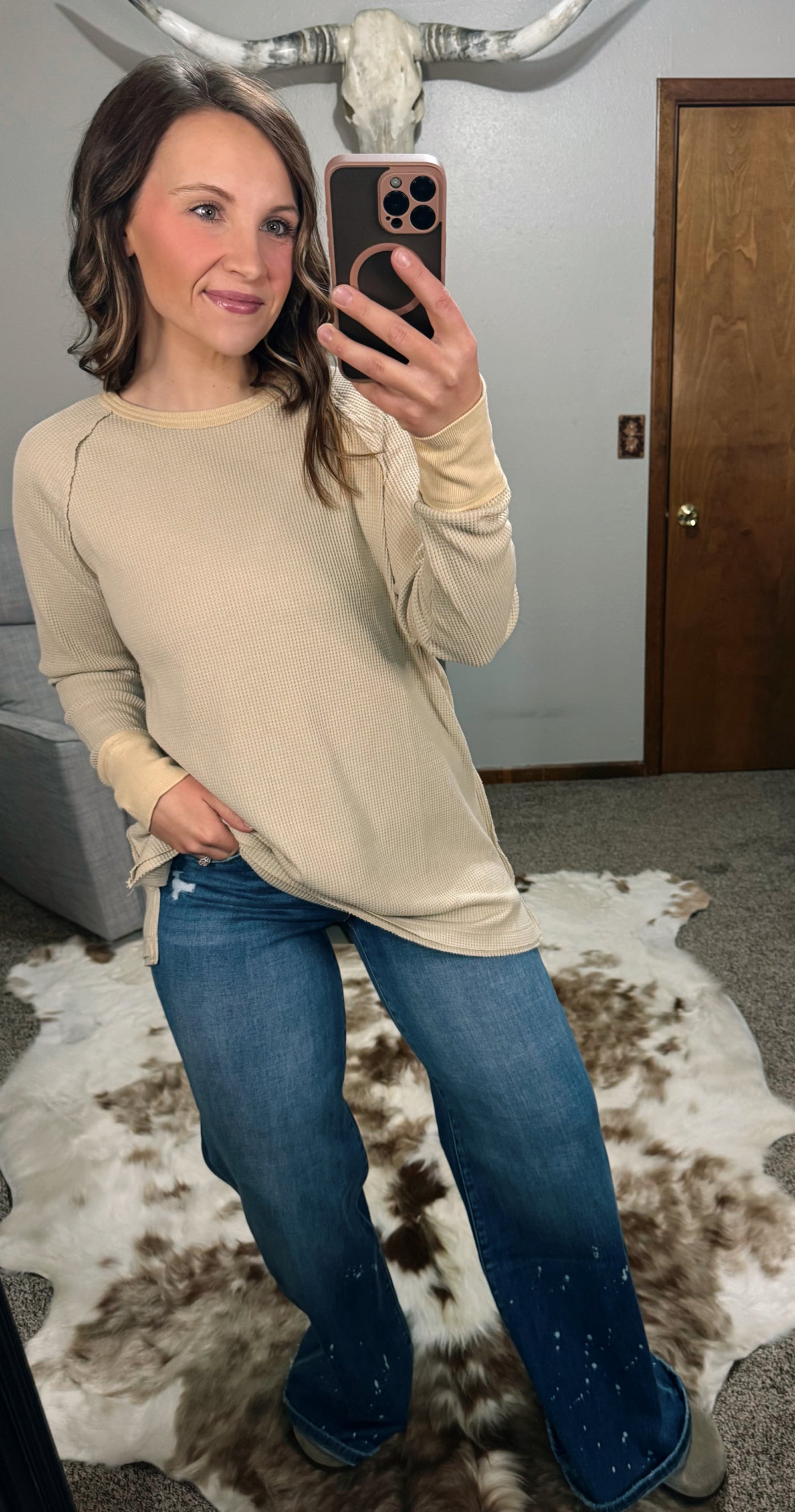 Washed Thermal Tunic - Oatmeal