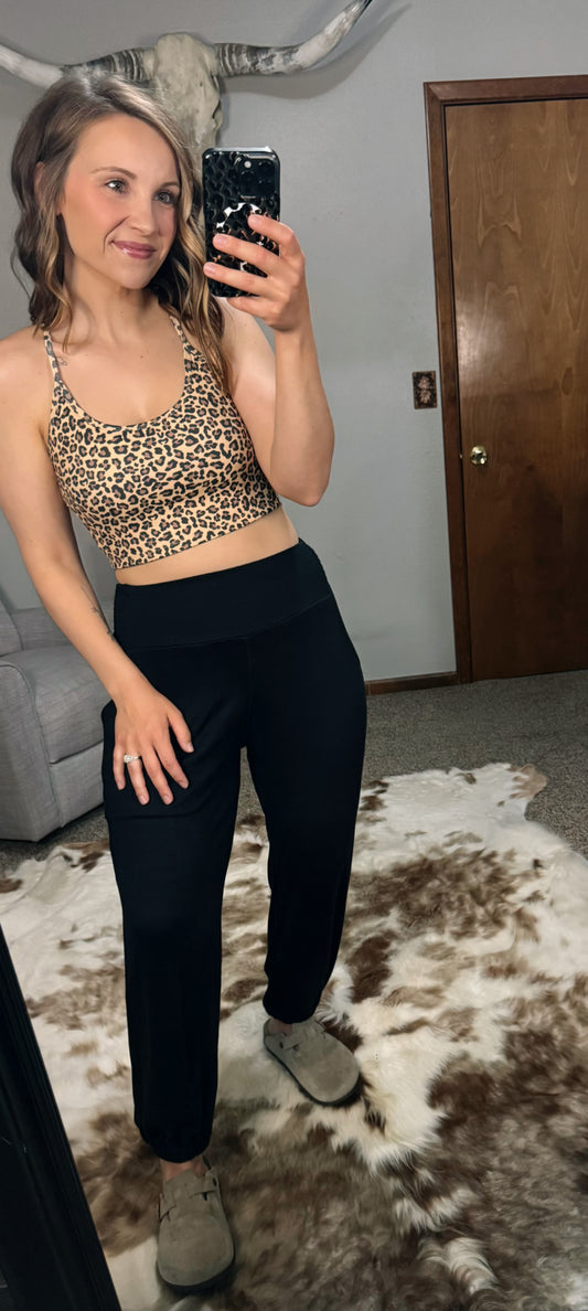 Brushed Hacci Lounge Jogger - Black