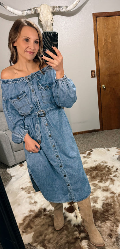Belted Denim Dress