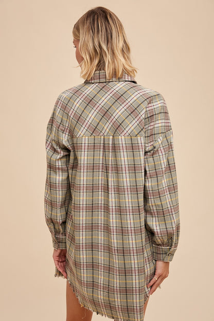 Long Plaid Button Up