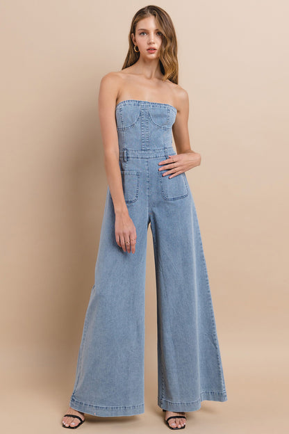 Strapless Denim Jumpsuit