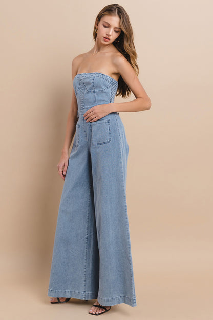 Strapless Denim Jumpsuit