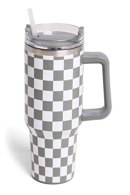 Gray Checkered 40oz Tumbler