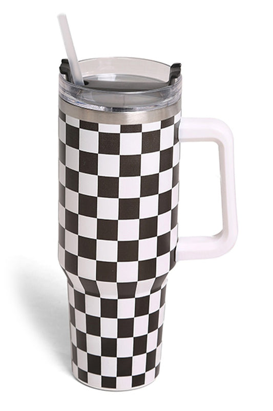 Black Checkered 40oz Tumbler