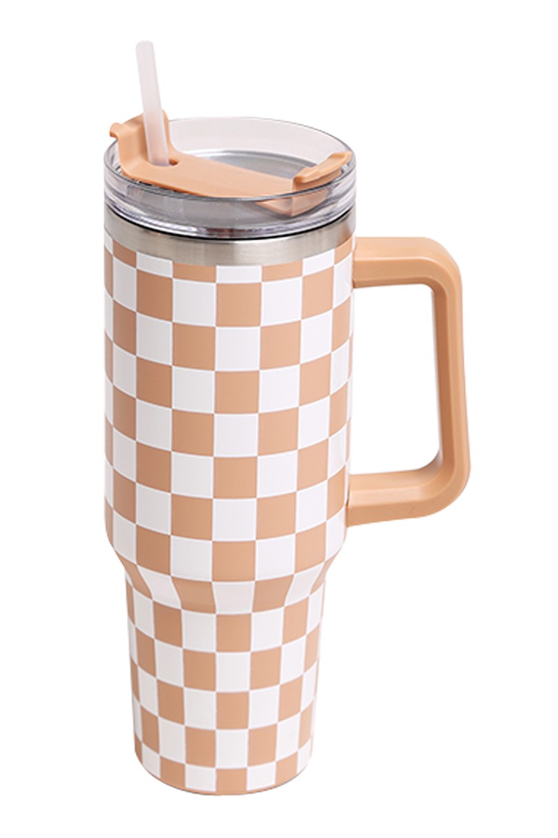 Khaki Checkered 40oz Tumbler