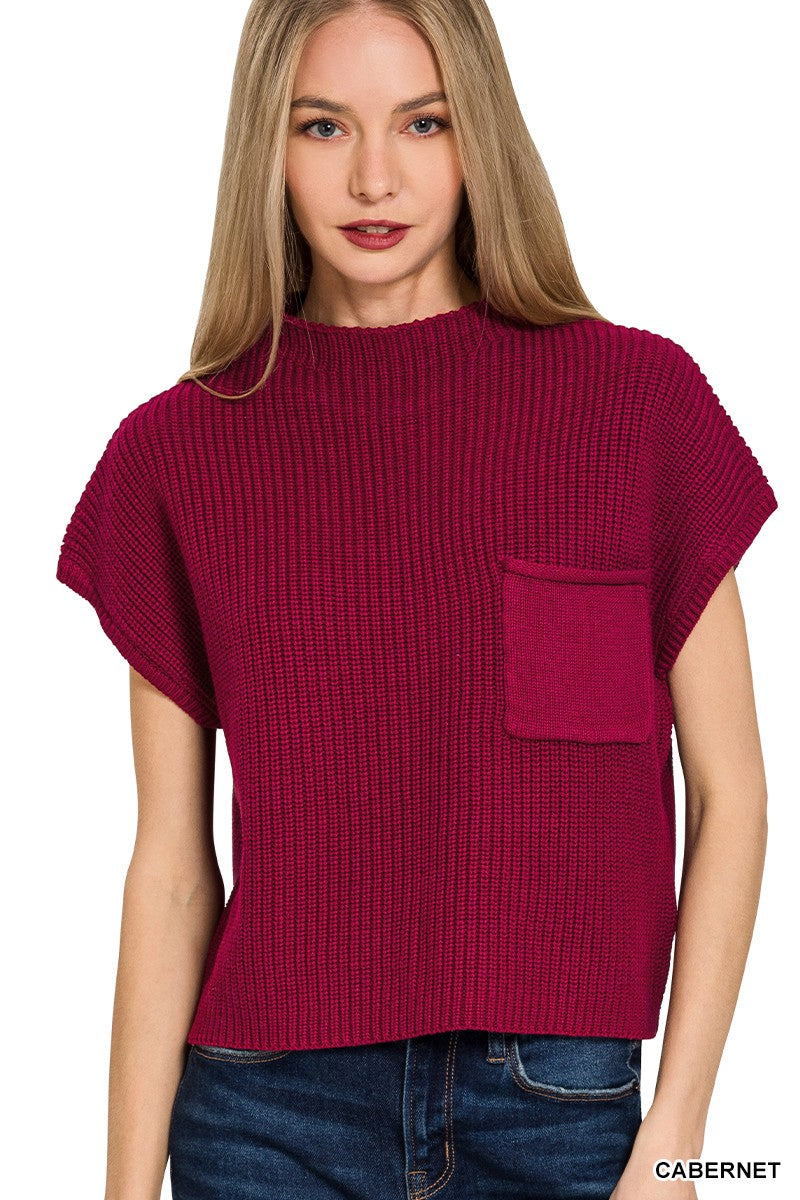 Mock Neck Sweater - Cabernet