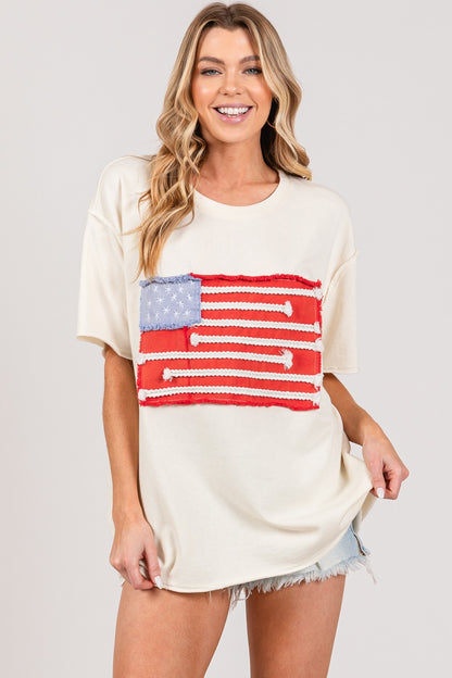 American Flag Patch Top