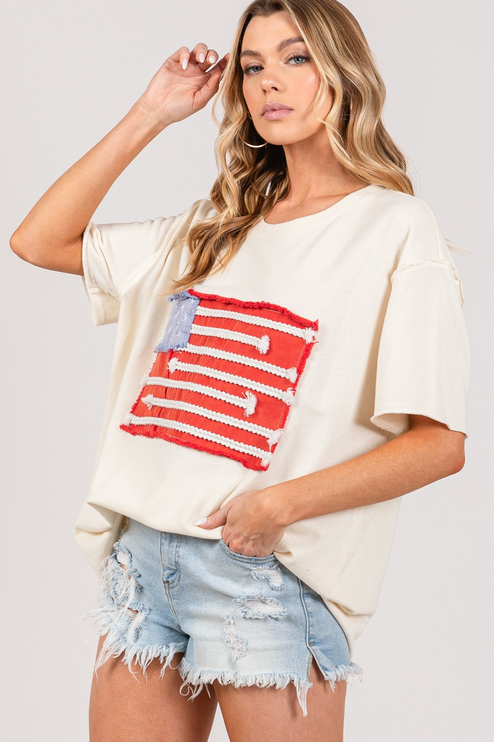 American Flag Patch Top