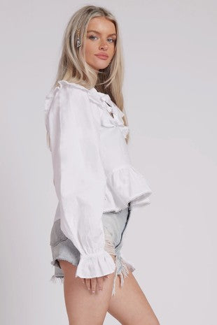 Poplin Puff Sleeve Blouse
