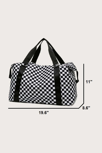 Checkered Duffle Bag - Black & White