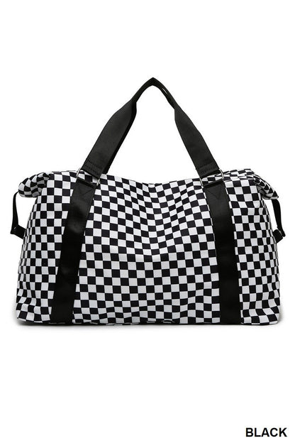 Checkered Duffle Bag - Black & White