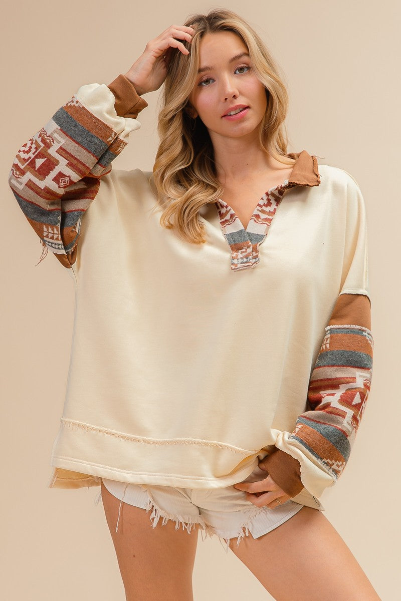 Aztec Collared Top