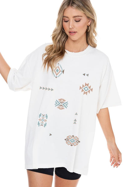 Western Aztec Tee - White