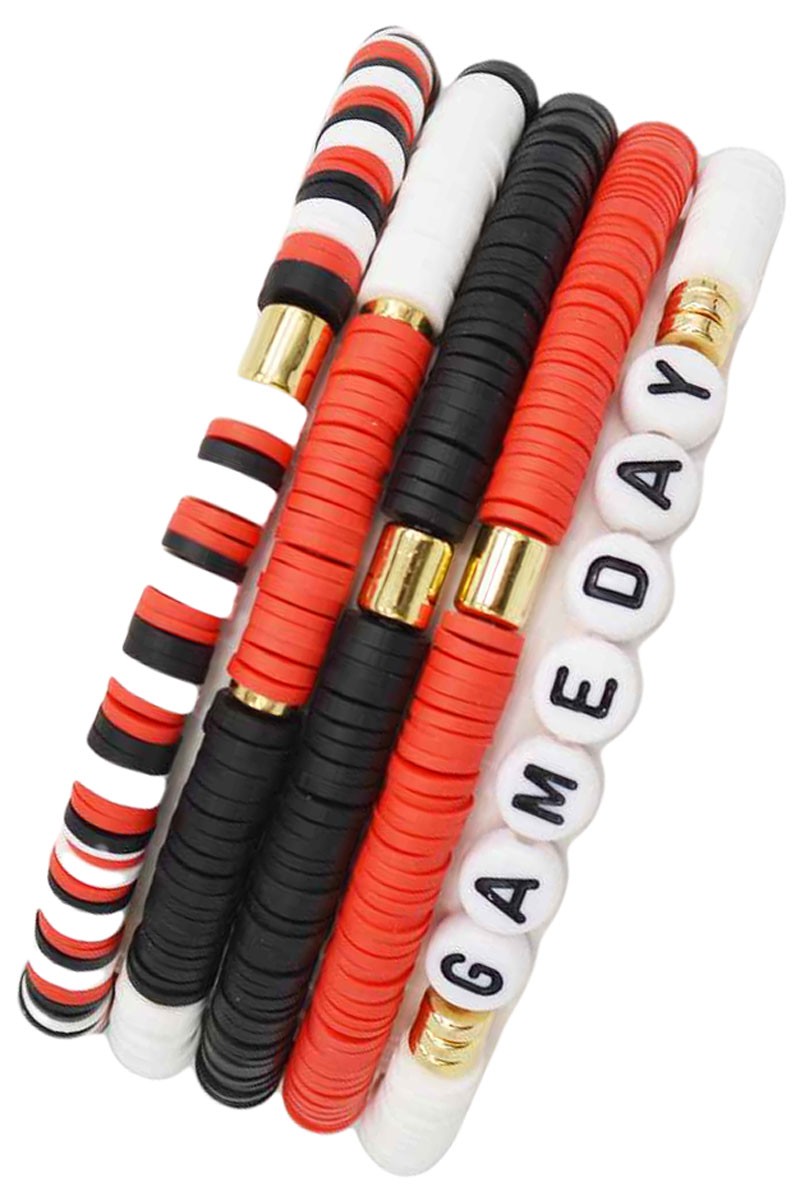 Game Day Bracelet Set - Red & Black