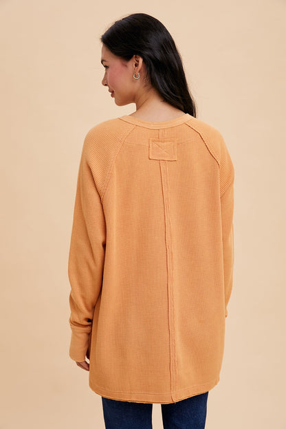 Washed Thermal Tunic – Apricot Crush