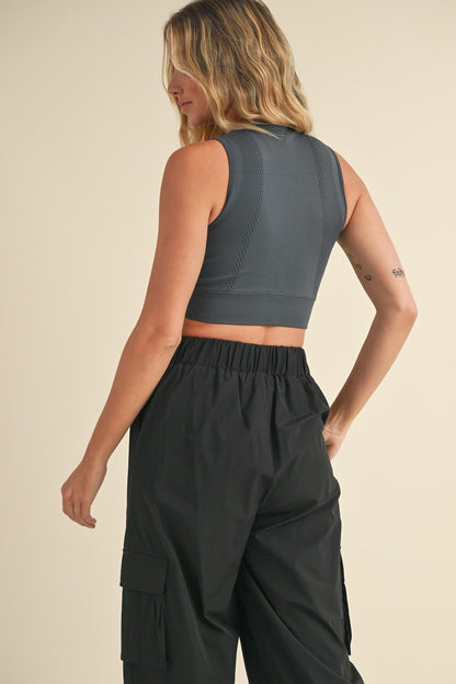 Seamless Crop Tank - Ash Blue