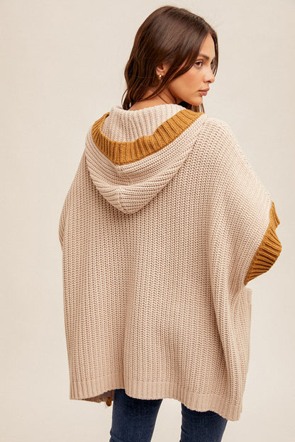 Hooded Sweater Poncho