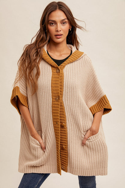 Hooded Sweater Poncho