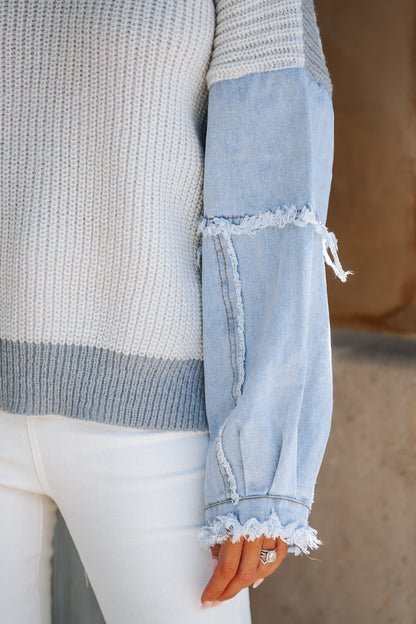 Denim Sweater Top