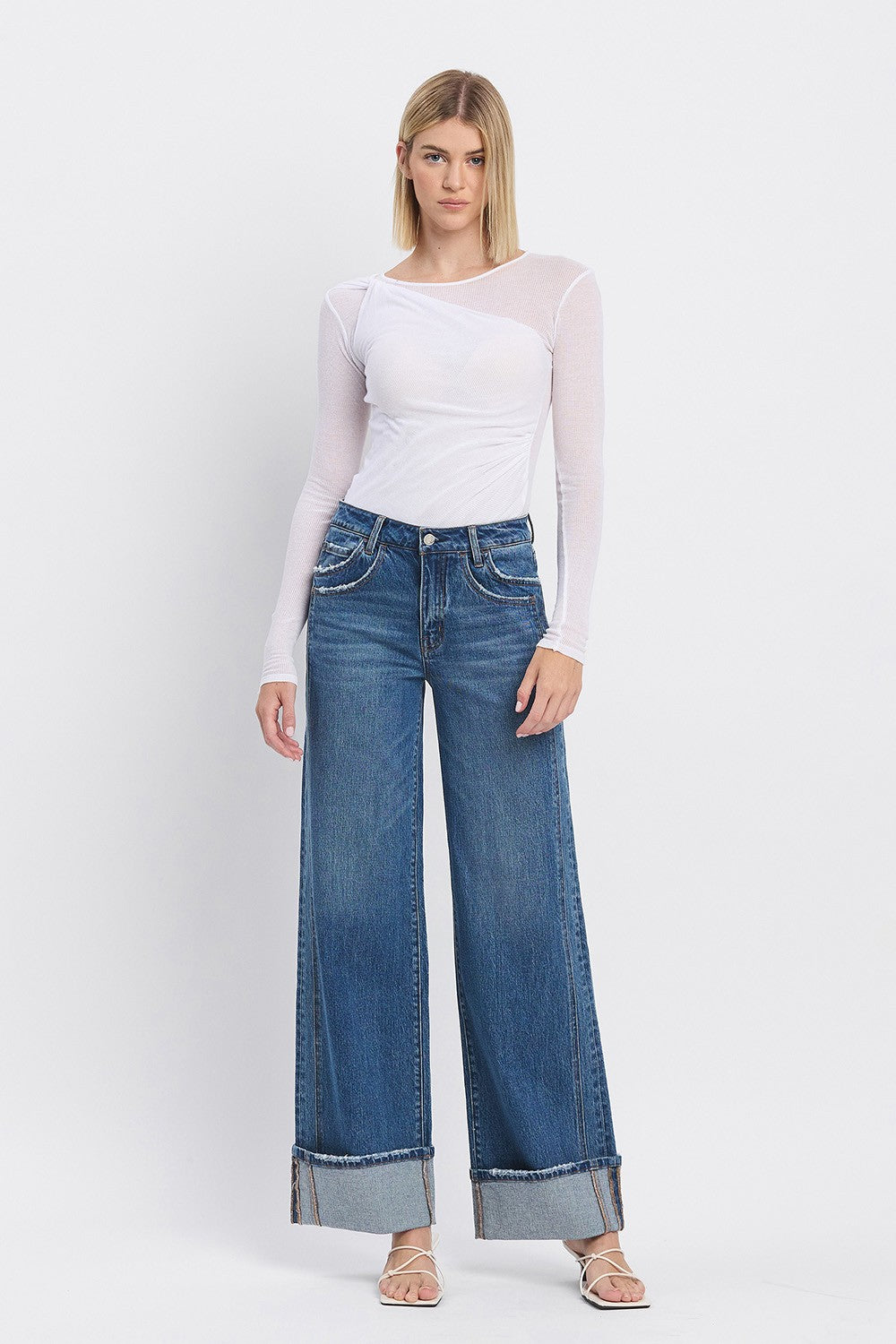 Vervet - High Rise Cuffed Baggy Wide Leg